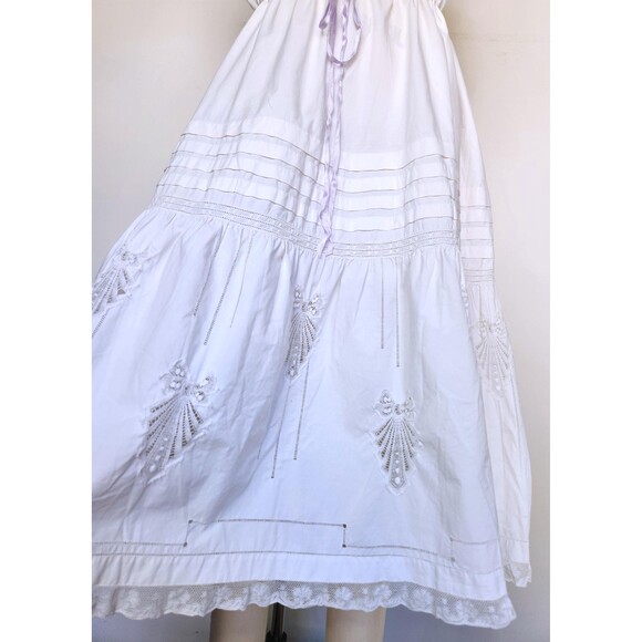 Antique 1900s Edwardian Lace Eyelet White Dress - Prairie - Italian Hand Made OS - Picture 6 of 10